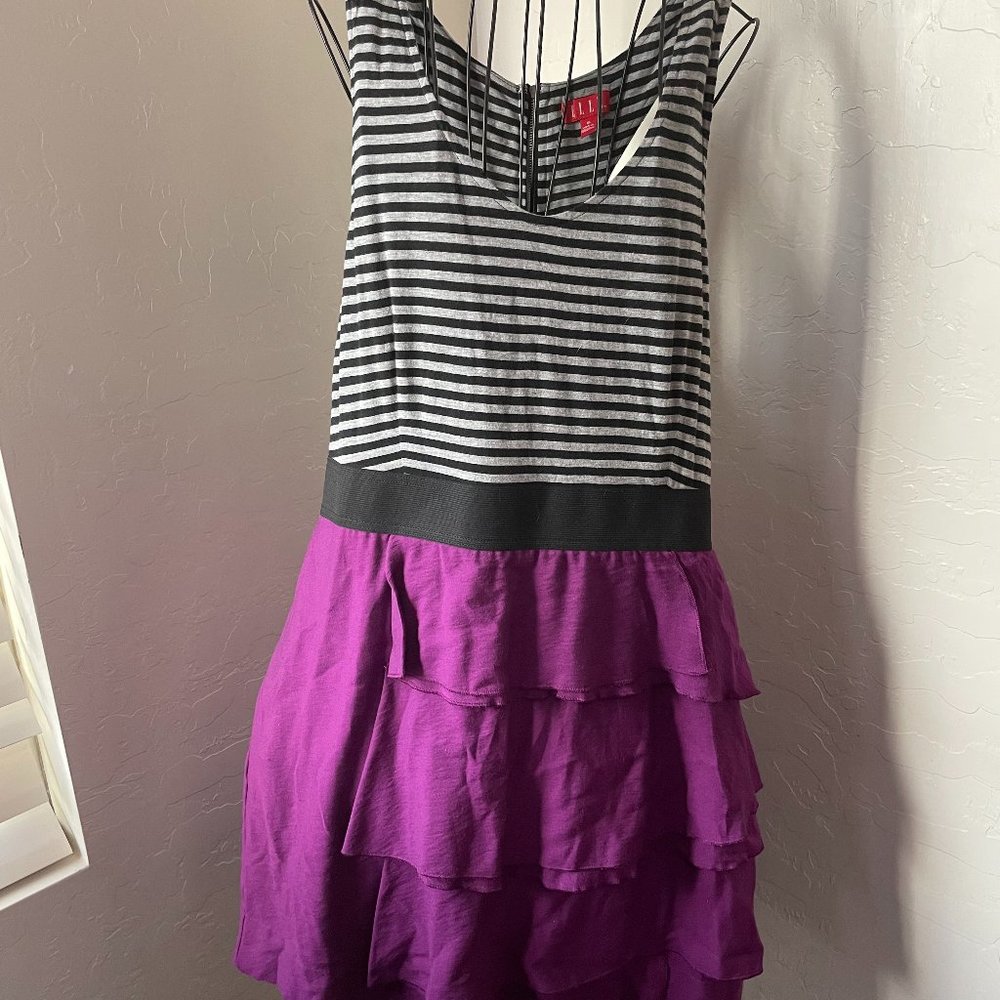 Elle purple black gray ruffle dress Size XL